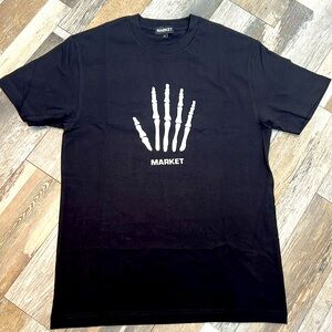 Market Graphic T Shirt Men’s Collab shirt unisex MKT black sz. M bones print